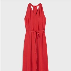 Twist back halter midi dress